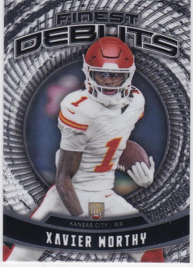 Xavier Worthy football card 2024 Topps Finest RC Finest Debuts Kansas City Chiefs