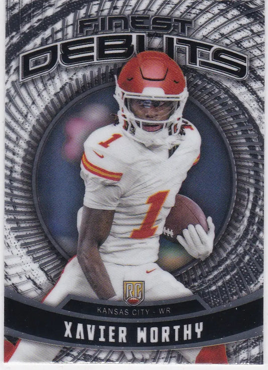 Xavier Worthy football card 2024 Topps Finest RC Finest Debuts Kansas City Chiefs