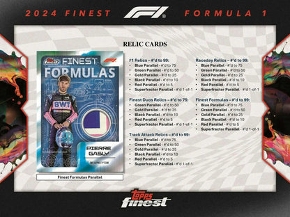 2024 Topps Finest F1 Relic Cards featuring Refractor Red Refractor Die-Cut and Refractor Gold