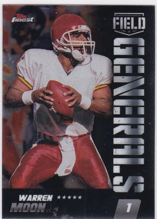 Warren Moon football card from 2024 Topps Finest featuring Moon Field General Kansas City Chiefs
