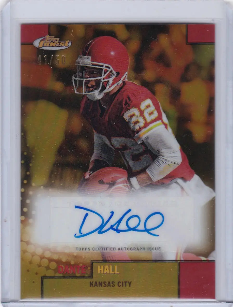 Autographed 2024 Topps Finest Flashback Dante Hall trading card Kansas City Chiefs 41/50