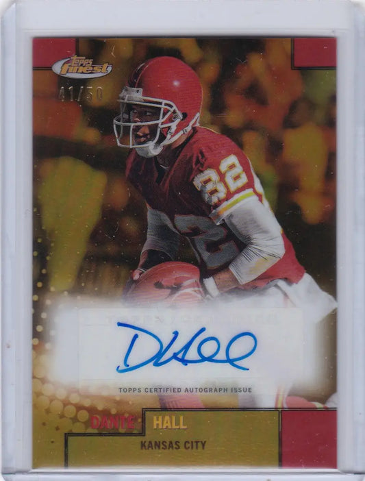 Autographed 2024 Topps Finest Flashback Dante Hall trading card Kansas City Chiefs 41/50