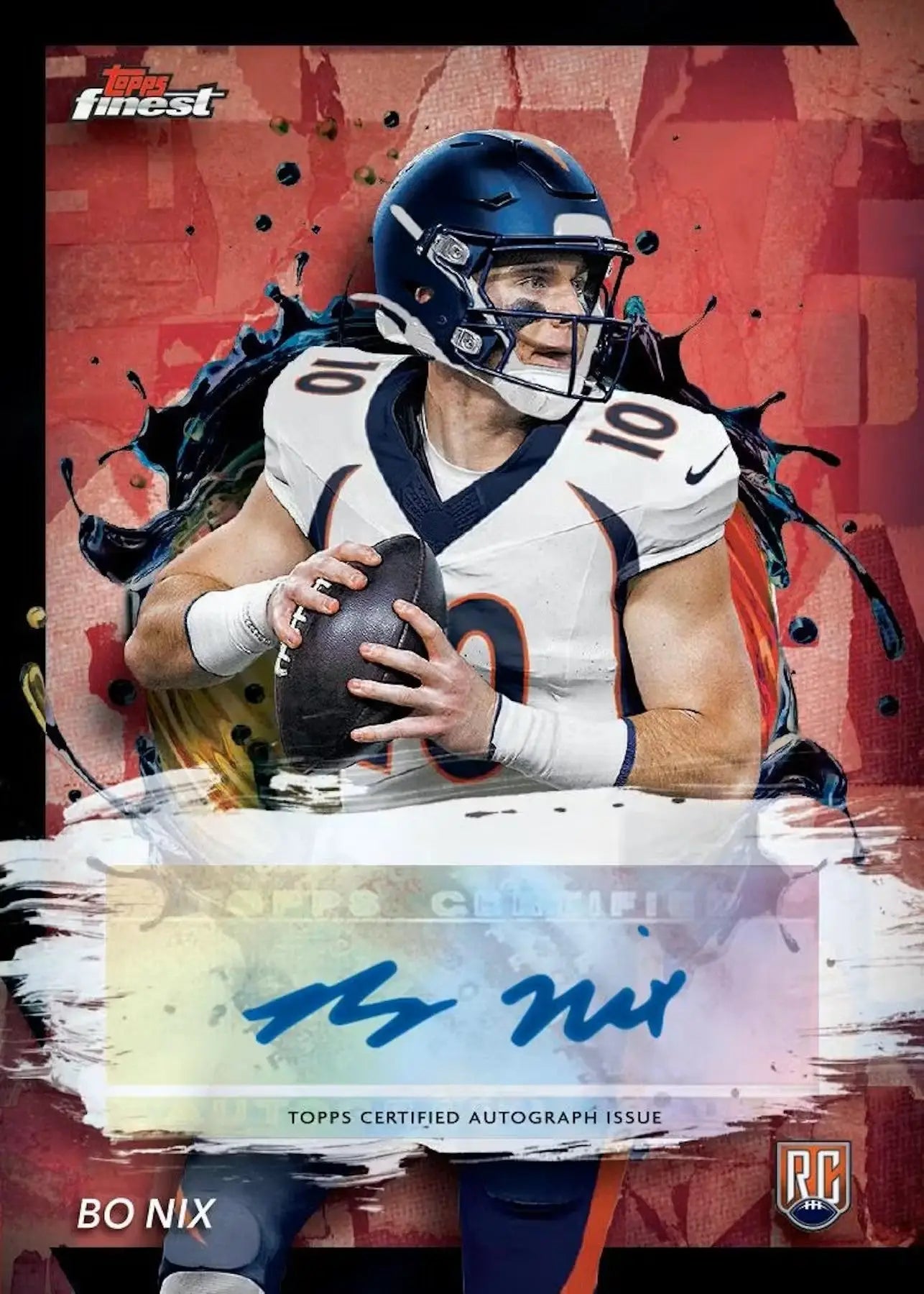 Bo Nix football card from 2024 Topps Finest Football Hobby Box, finest football collectible