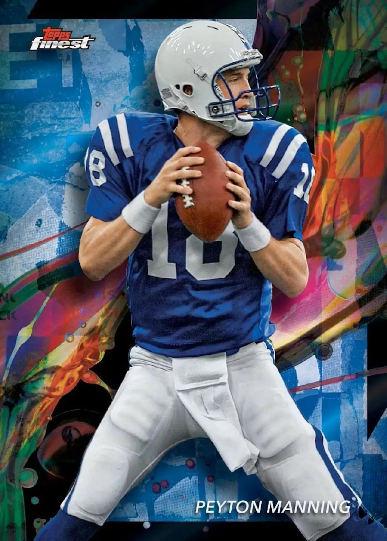 Peyton Manning football card from 2024 Topps Finest Football Hobby Box featuring finest football collectibles