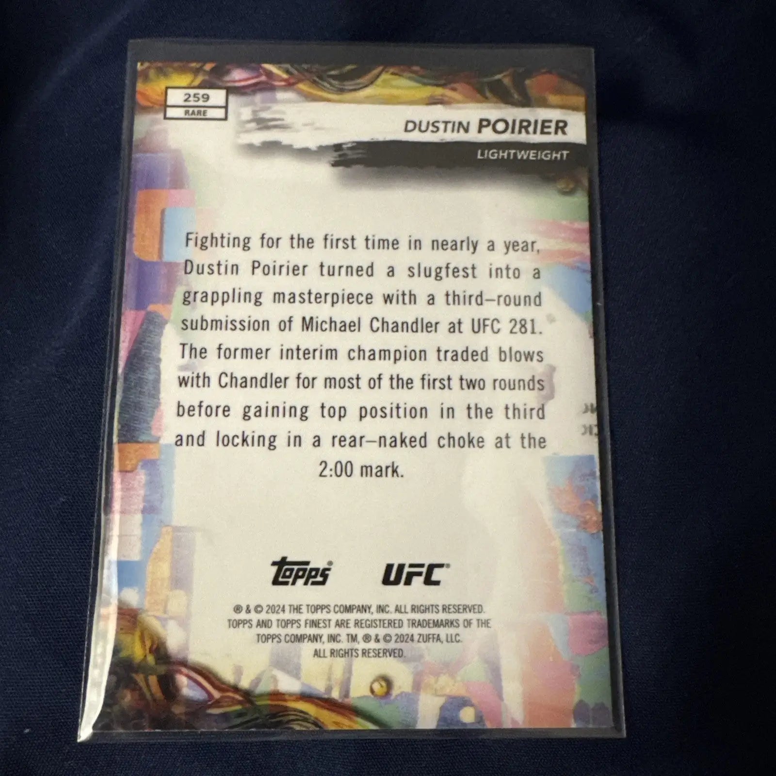 Topps Finest UFC Dustin Poirier Red Shimmer Refractor trading card 2024