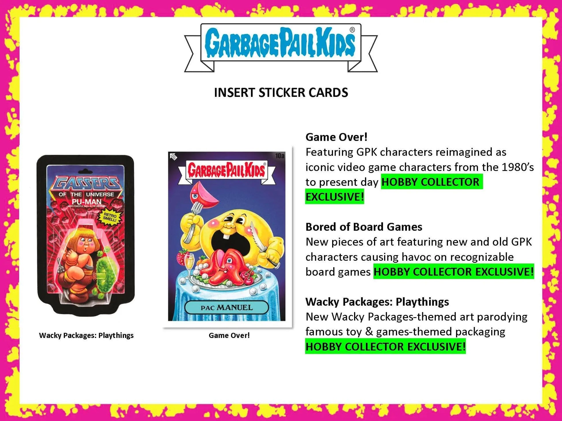 Garbage Pail Kids insert sticker cards in 2024 Topps Garbage Pail Kids Hobby Collector Box