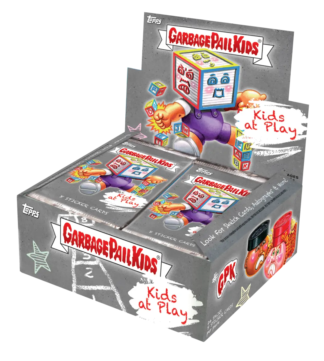 Display box for 2024 Topps Garbage Pail Kids Kids-At-Play trading cards