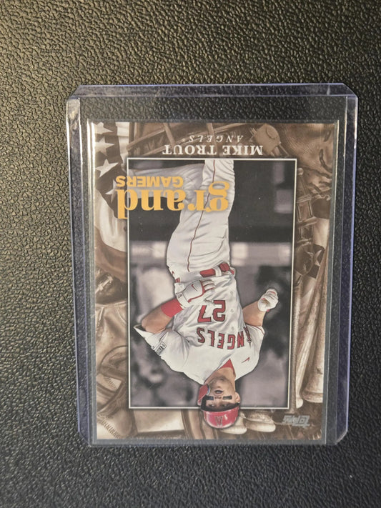 Baseball trading card of Mike Trout from 2024 Topps Grand Gamers series
