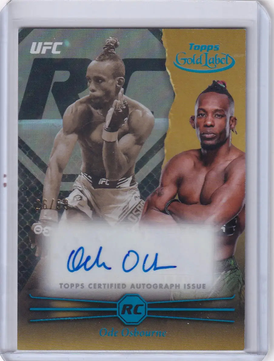 UFC trading card of Ode Osbourne with autograph and action photos, Topps Gold Label Auto