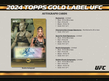 UFC autograph trading card from 2024 Topps Gold Label class iii base set hobby box
