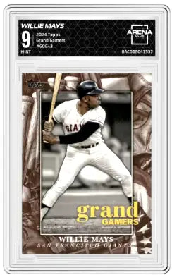 Graded Willie Mays baseball card from 2024 Topps Grand Gamers Willie GGG-3