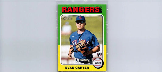 Evan Carter baseball card from 2024 Topps Heritage trading cards collection
