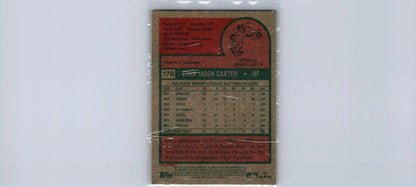 2024 Topps Heritage #170 Evan Carter baseball card in protective sleeve for trading cards