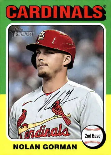 2024 Topps Heritage #173 Nolan Gorman baseball card with original gloss for Cardinals fans
