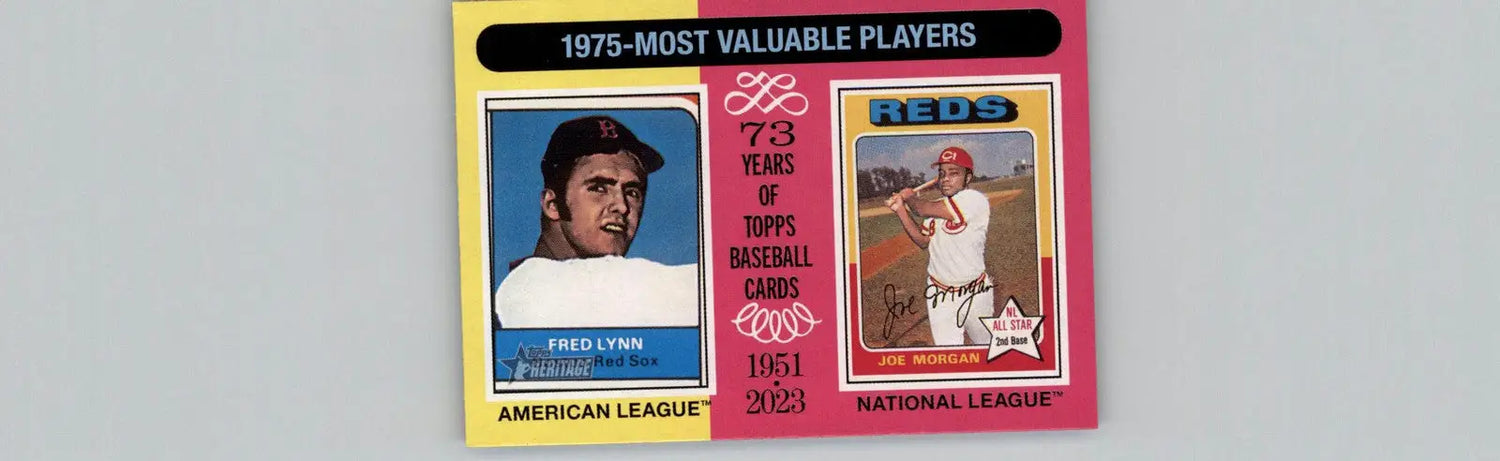 Topps Heritage 1975 MVPs baseball card featuring Fred Lynn and Joe Morgan