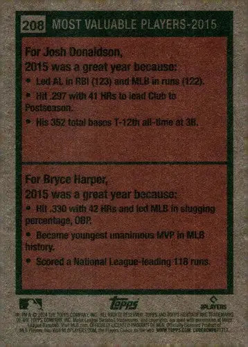 2024 Topps Heritage #208 Bryce Harper/Josh Donaldson NM-MT ID:70390 - Trading Cards