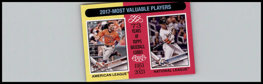 Baseball card featuring Jose Altuve and Giancarlo Stanton from Topps Heritage 2024