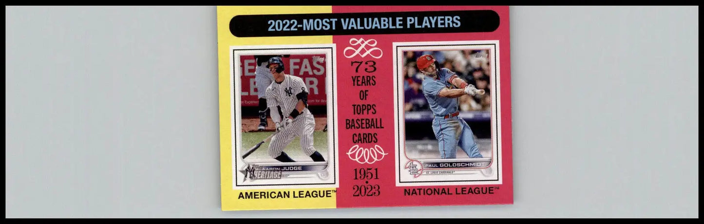 2024 Topps Heritage MVP card featuring 2022 Topps Baseball Aaron Judge and Paul Goldschmidt