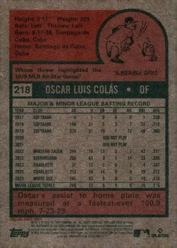 2024 Topps Heritage #218 Oscar Colas NM-MT White Sox ID:70392 - Trading Cards