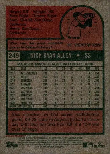 2024 Topps Heritage #249 Nick Allen NM-MT Athletics ID:70399 - Trading Cards