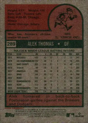 2024 Topps Heritage #289 Alek Thomas NM-MT Diamondbacks ID:70411 - Trading Cards