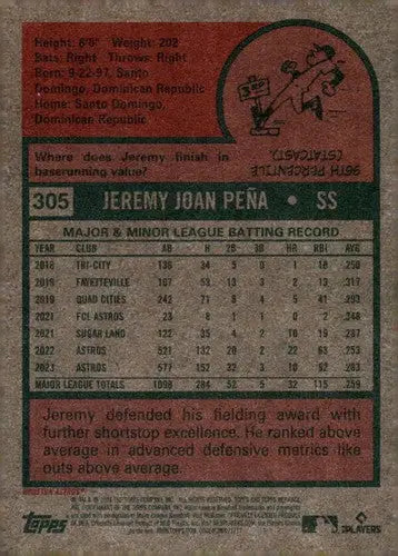 2024 Topps Heritage #305 Jeremy Pena NM-MT Astros ID:70417 - Trading Cards