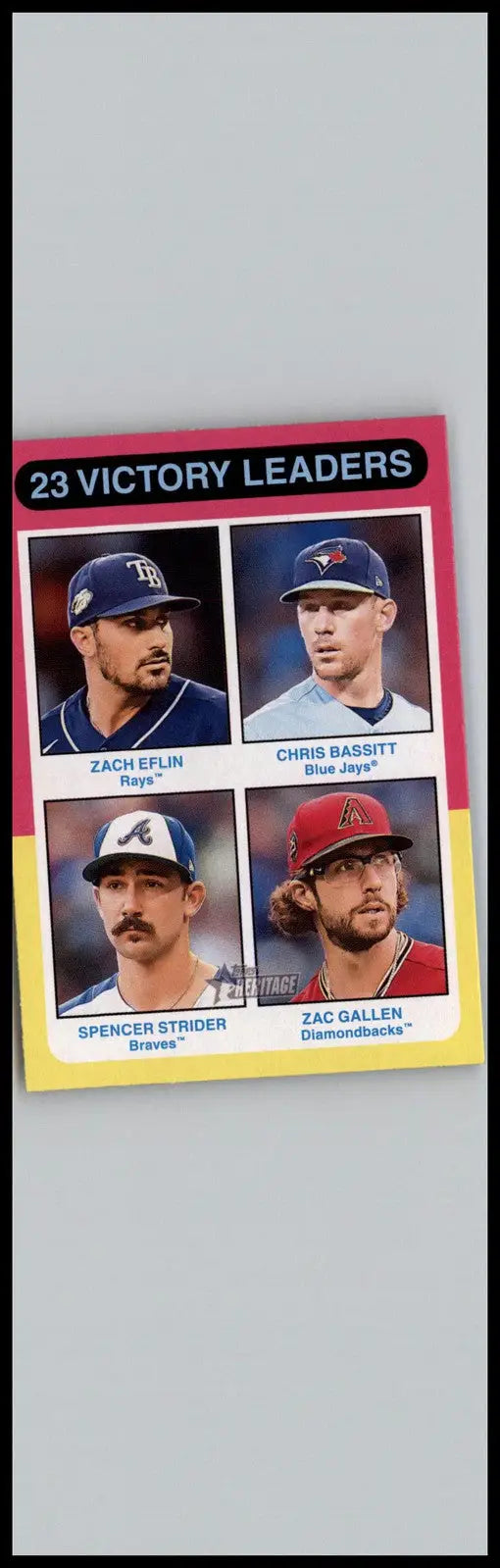 Baseball card featuring Zach Eflin Chris Bassitt Spencer Strider and Zac Gallen from Topps Heritage 2024