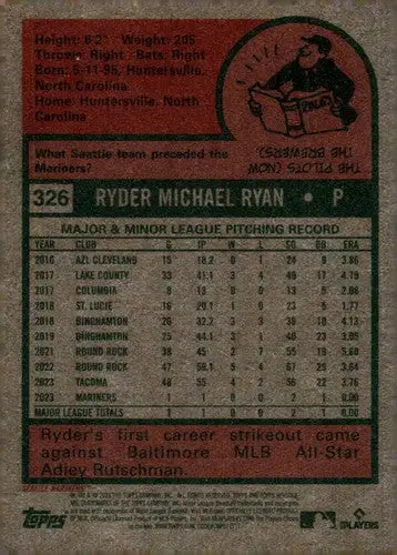 2024 Topps Heritage #326 Ryder Ryan NM-MT RC Rookie Mariners ID:70423 - Trading Cards