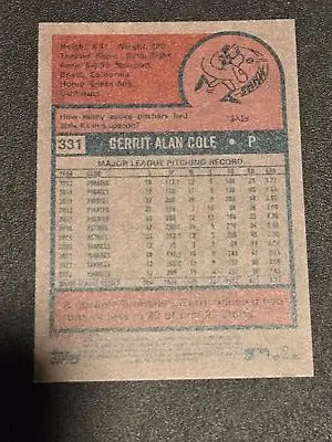 Gerrit Cole baseball card from 2024 Topps Heritage series featuring Gerrit Cole