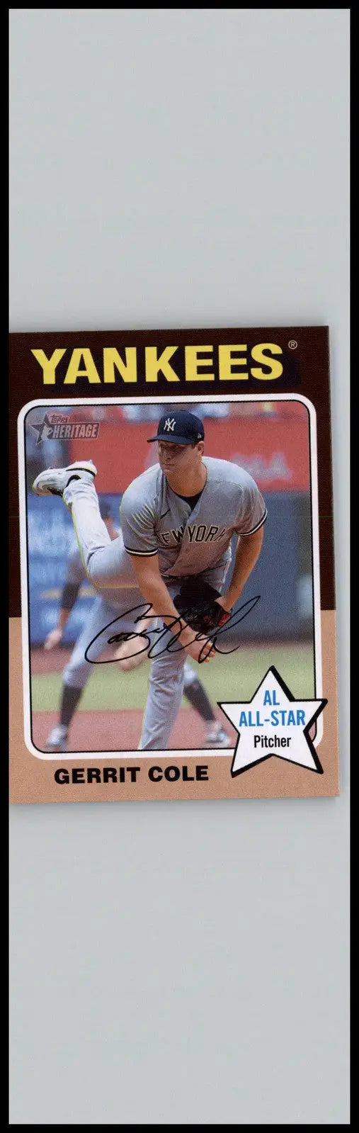 Gerrit Cole baseball card from 2024 Topps Heritage series featuring New York Yankees