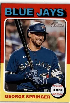 2024 Topps Heritage George Springer baseball card featuring Toronto Blue Jays player