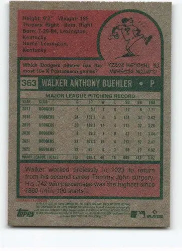 2024 Topps Heritage #363 Walker Buehler NM-MT Dodgers ID:70438 - Trading Cards