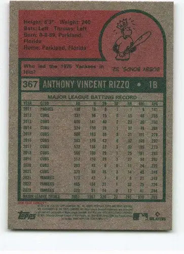 2024 Topps Heritage #367 Anthony Rizzo NM-MT Yankees ID:70439 - Trading Cards