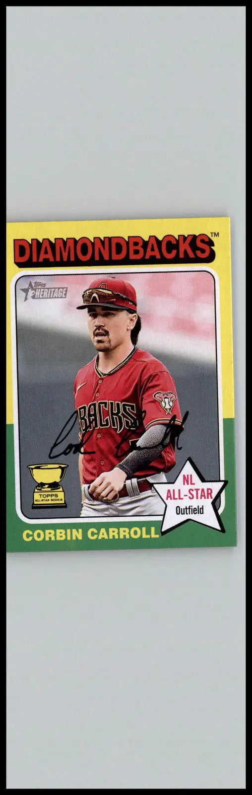 Signed Corbin Carroll baseball card from 2024 Topps Heritage featuring Arizona Diamondbacks