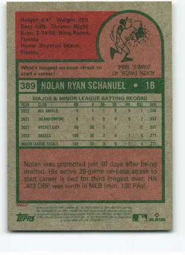 2024 Topps Heritage #389 Nolan Schanuel NM-MT RC Rookie Angels ID:70444 - Trading Cards