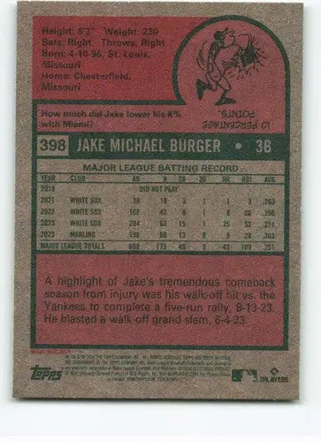 2024 Topps Heritage #398 Jake Burger NM-MT Marlins ID:70445 - Trading Cards