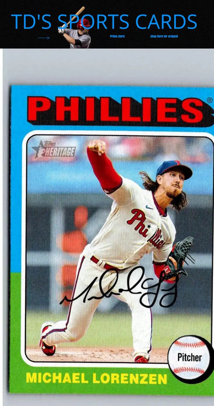 Michael Lorenzen autographed baseball card from 2024 Topps Heritage series