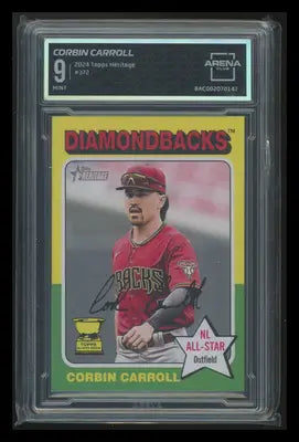 Graded Corbin Carroll baseball card from 2024 Topps Heritage Corbin Carroll series