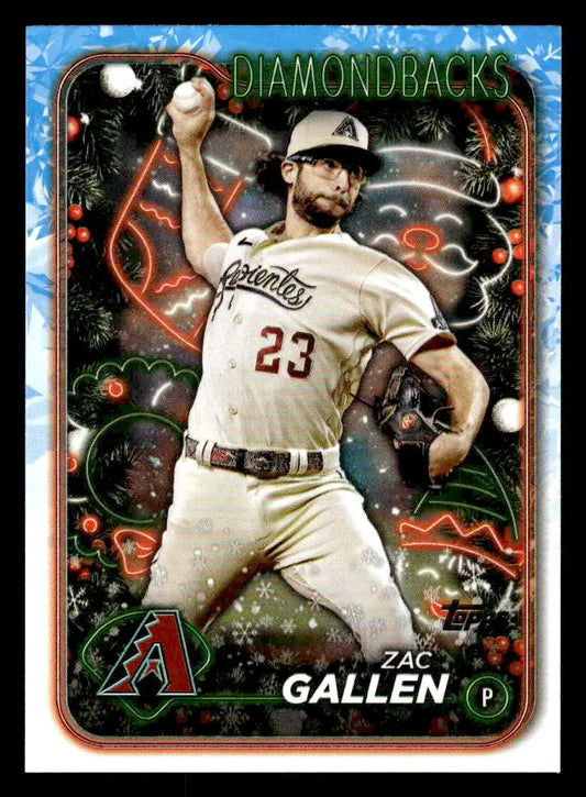 2024 Topps Holiday H109 Zac Gallen baseball card featuring the star pitcher