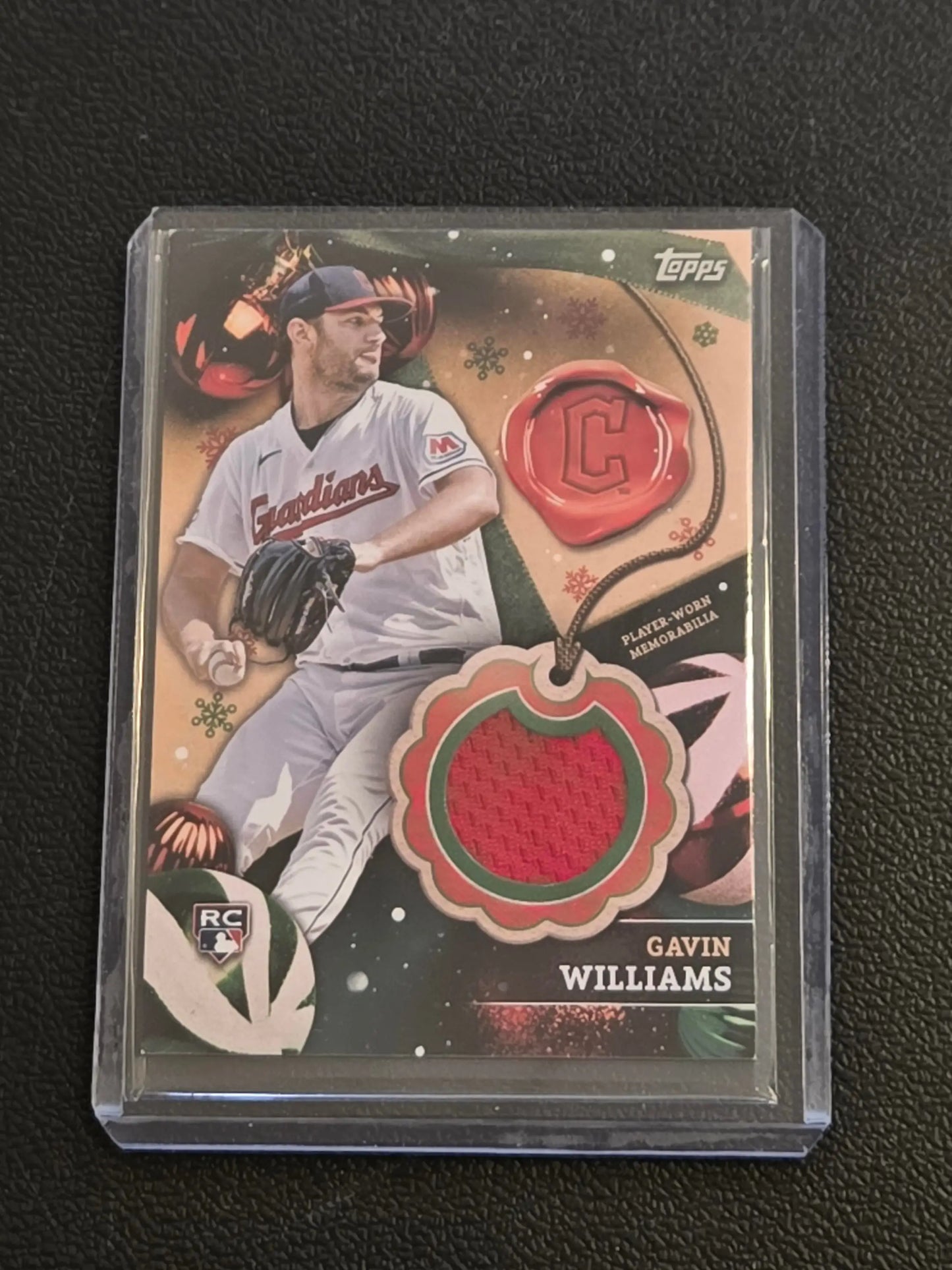 Gavin Williams Topps Holiday rookie card with player-worn Gavin Williams relics