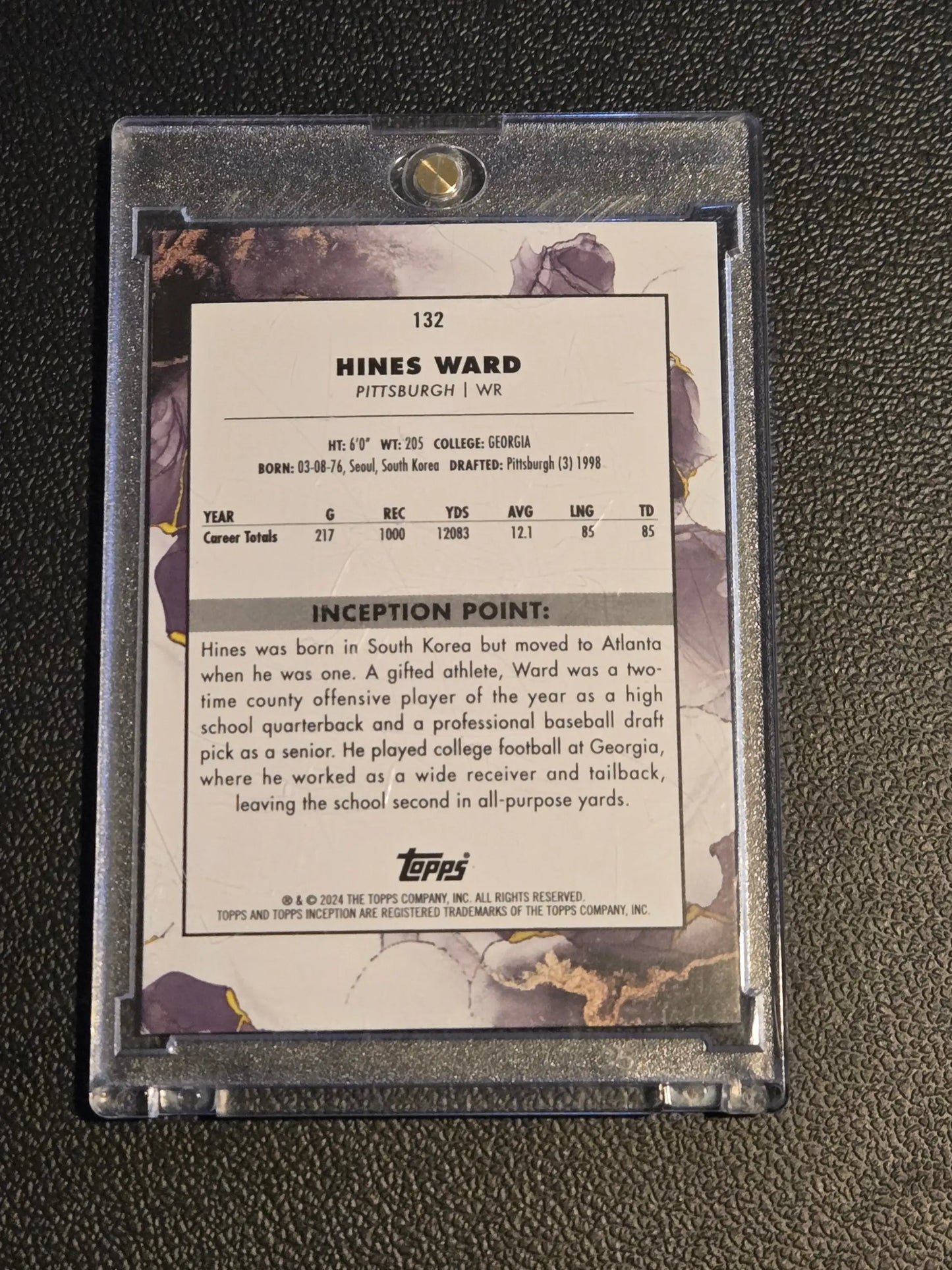 Hines Ward football card from 2024 Topps Inception Hines Ward Magenta parallel