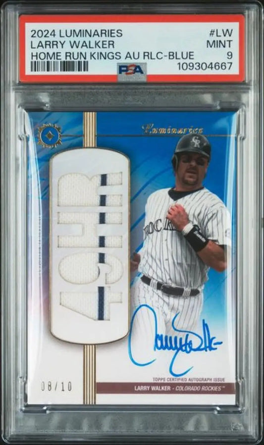 Graded Larry Walker baseball card from 2024 Topps Luminaries Blue series