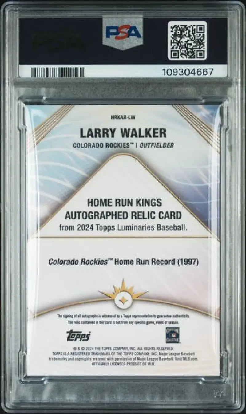 Graded Larry Walker baseball card from 2024 Topps Luminaries Blue series