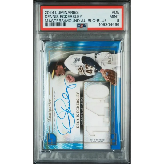 2024 Topps Luminaries Blue #MOMARDE Dennis Eckersley PSA 9 MINT MEM Auto 6/10 Oakland Athletics Basebal Card