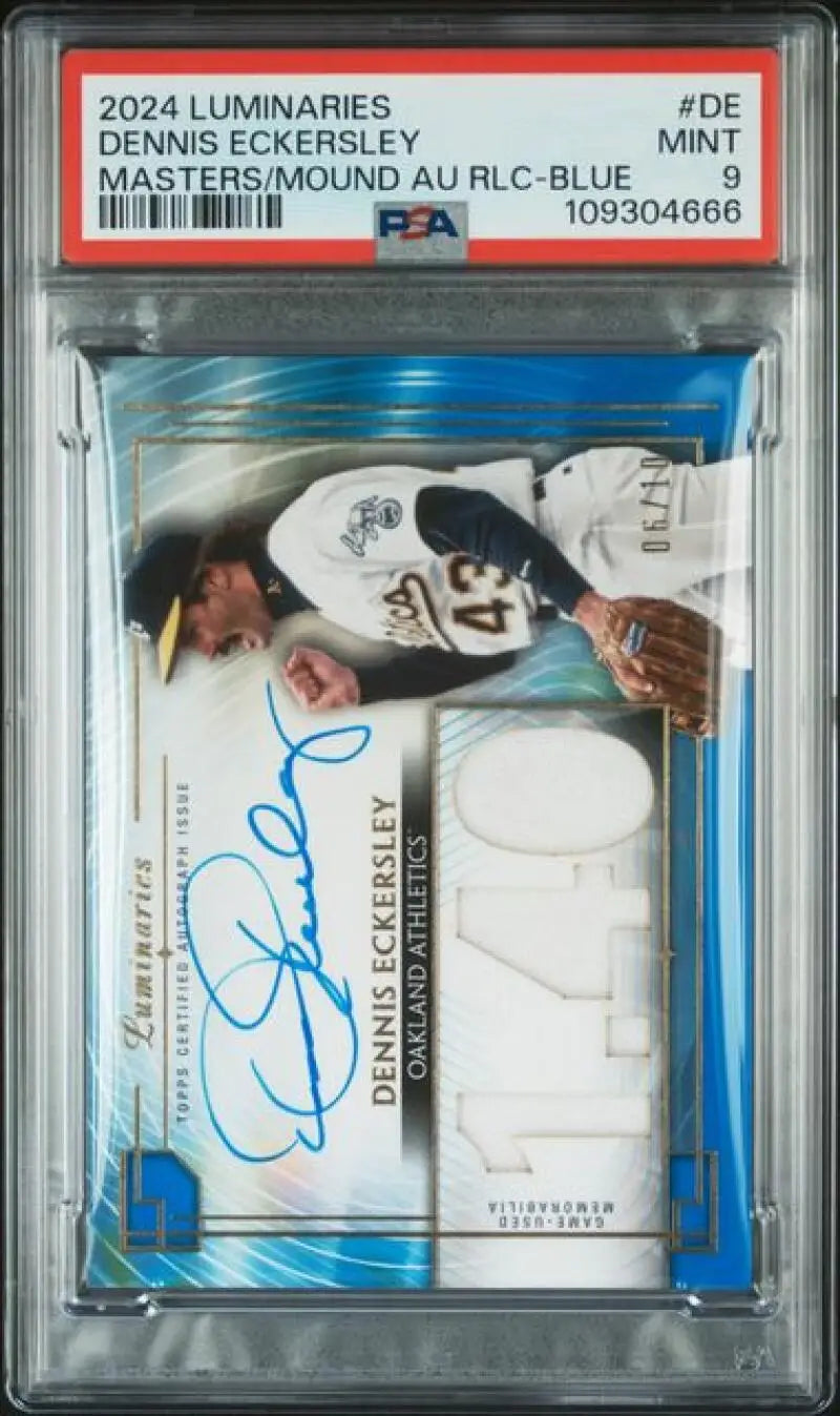 Graded Dennis Eckersley Oakland Athletics Topps Luminaries Blue baseball card PSA 9