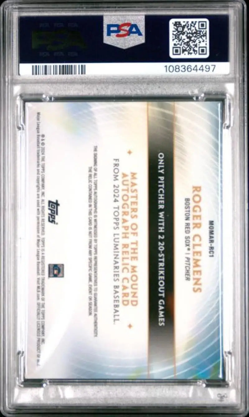 Roger Clemens Boston Red Sox baseball card 2024 Topps Luminaries PSA 9 Mint Auto