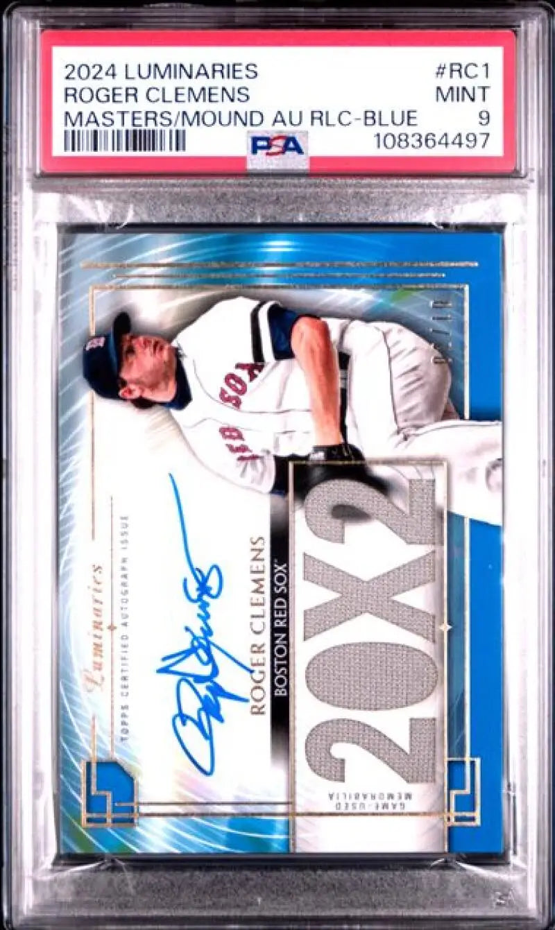 Roger Clemens Boston Red Sox Baseball Card 2024 Topps Luminaries Blue PSA 9 MINT MEM Auto