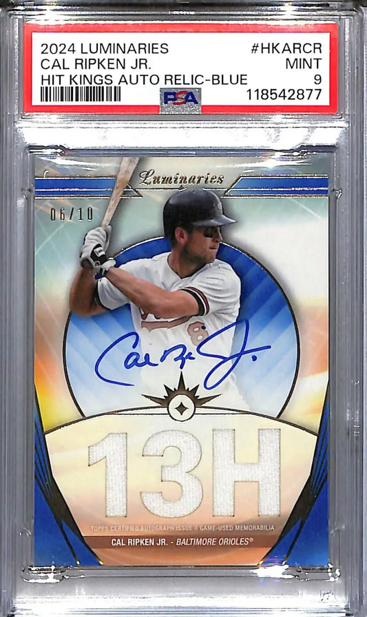 PSA-graded 2024 Luminaries Hit Kings Cal Ripken Jr. autographed relic baseball card