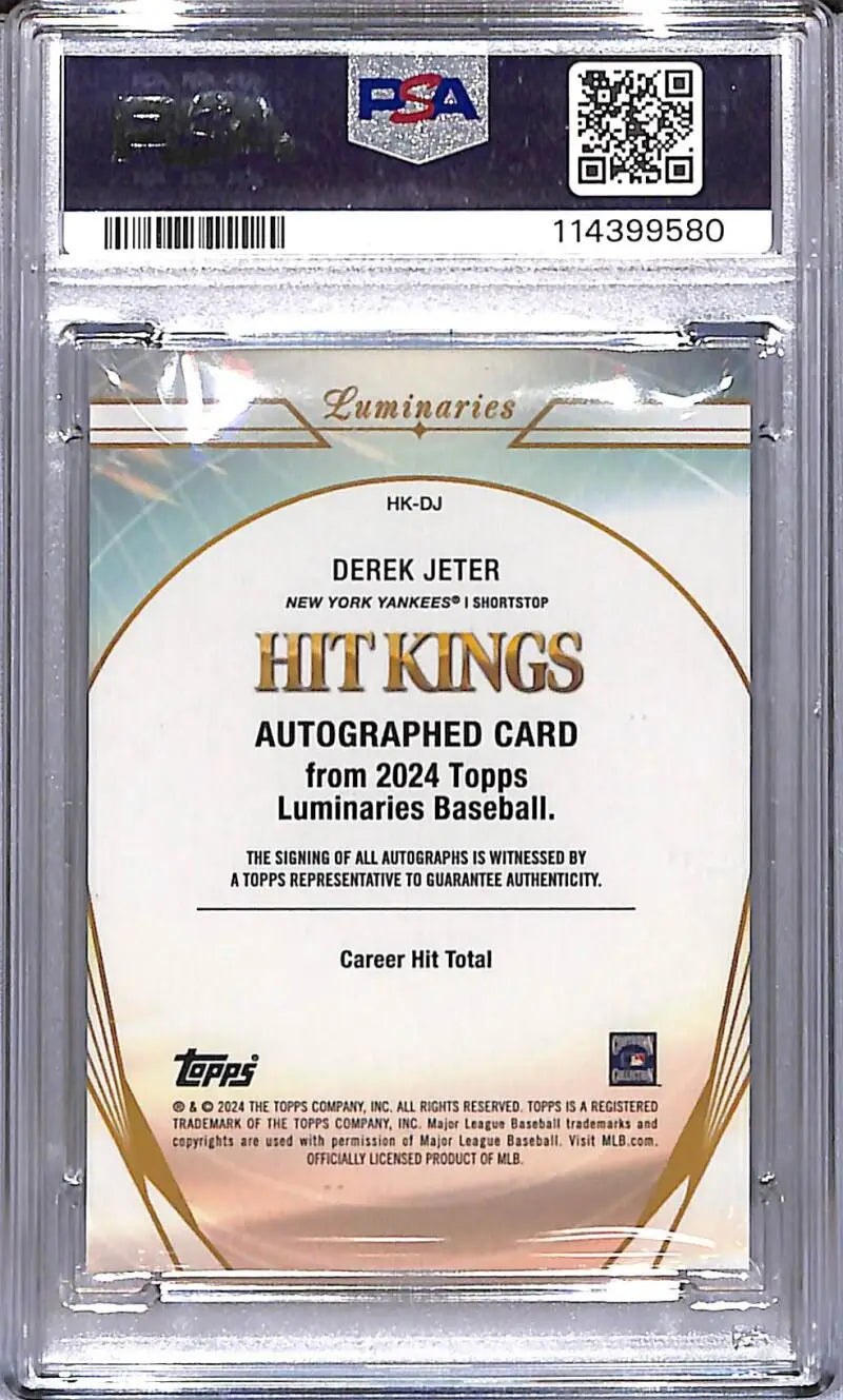 Derek Jeter autographed baseball card from 2024 Topps Luminaries Hit Kings series
