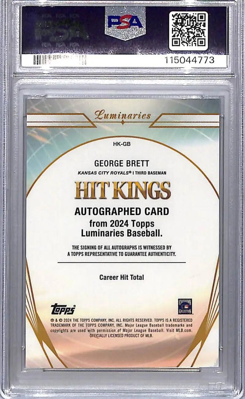 George Brett 2024 Topps Luminaries Hit Kings autographed baseball card in PSA slab